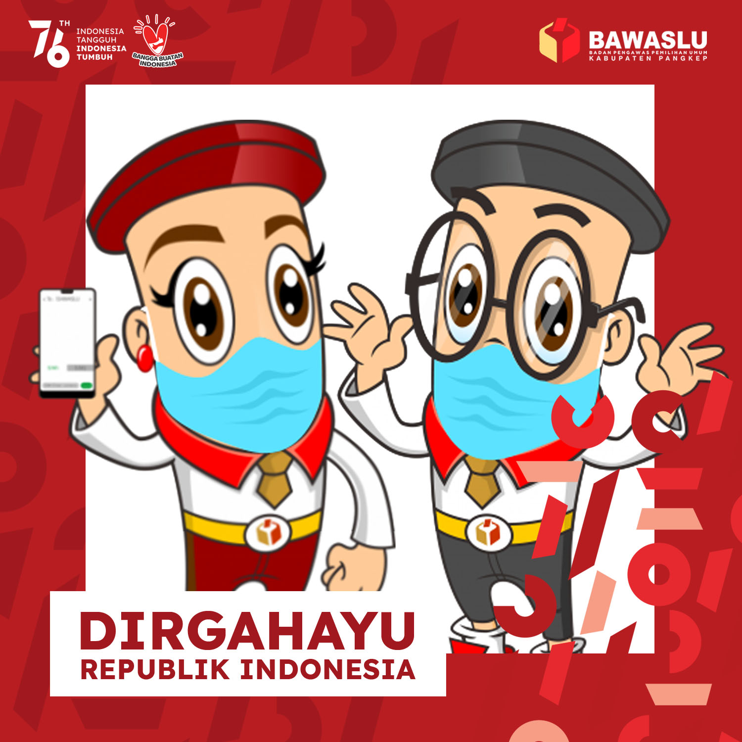 TWIBBON HUT RI 76 DARI BAWASLU PANGKEP, BERIKUT CARA MENGGUNAKANNYA
