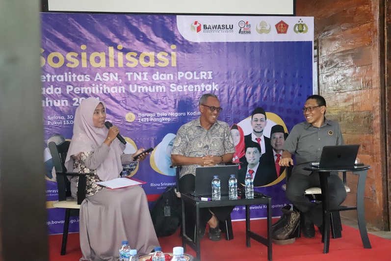 CEGAH ASN, TNI DAN POLRI BERPOLITIK PRAKTIS, BAWASLU PANGKEP GELAR SOSIALISASI