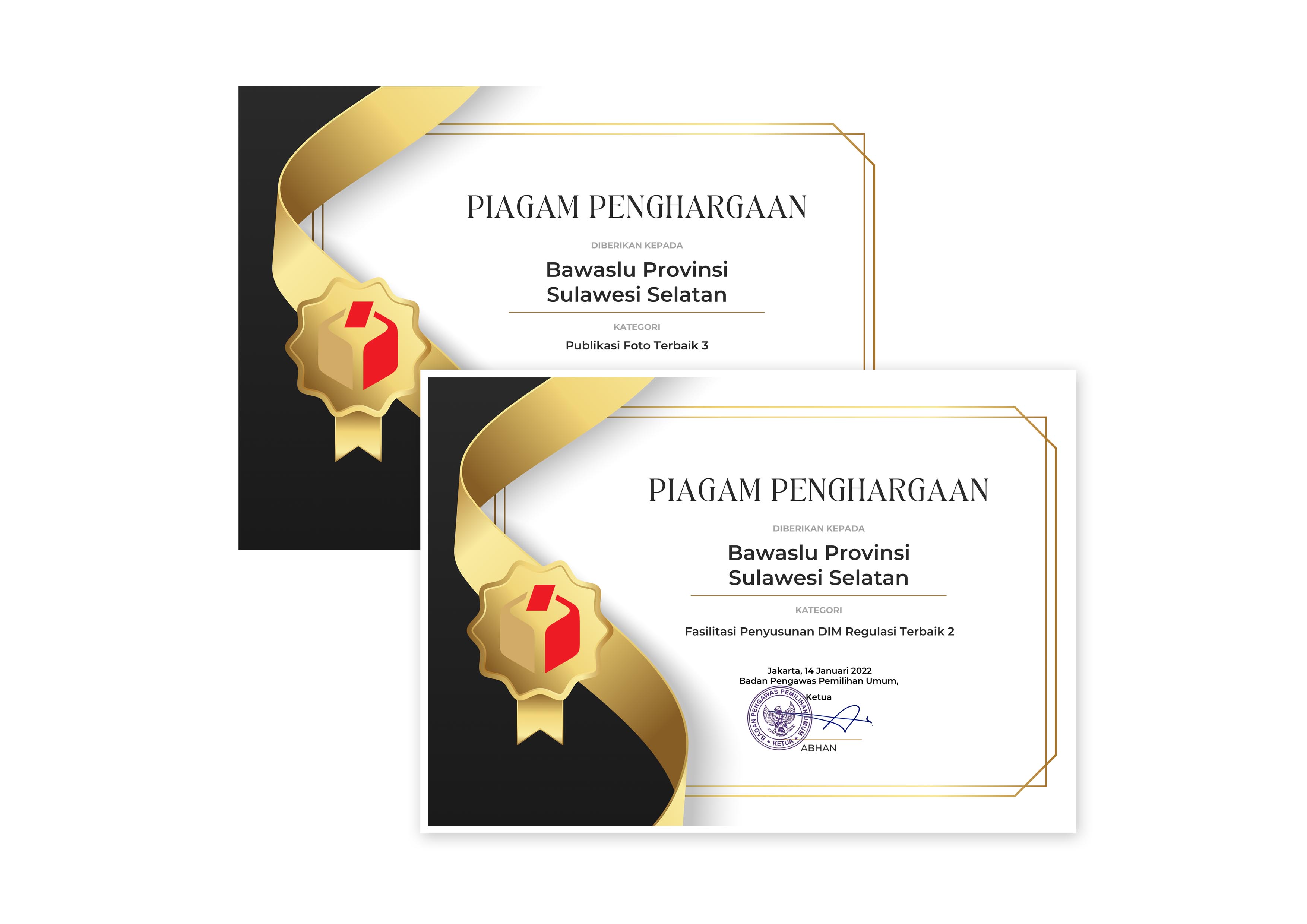 BAWASLU SULSEL KEMBALI SABET 2 PENGHARGAAN DARI BAWASLU RI