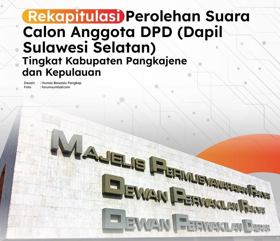 [INFOGRAFIS] REKAPITULASI PEROLEHAN SUARA DPD WILAYAH PROVINSI SULSEL DI TINGKAT KABUPATEN PANGKEP