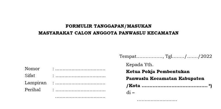 BAWASLU PANGKEP BUKA TANGGAPAN MASYARAKAT TERHADAP CALON ANGGOTA PANWASLU KECAMATAN