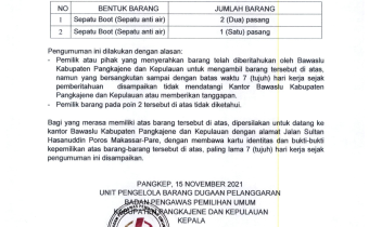 PENGUMUMAN BARANG DUGAAN PELANGGARAN