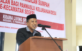 PKD SE-KECAMATAN SEGERI RESMI DILANTIK,  H. MUSTAFA : PKD UJUNG TOMBAK PENGAWAS PEMILU DI TINGKAT BAWAH